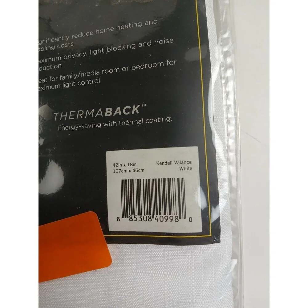NEW Eclipse Blackout 42 x 18 Tab Top single curtain panel 'Kendall White' #CT21